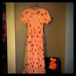 Pink tulle/mesh strawberry sequin dress!